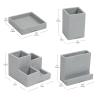Mind Reader Desktop Organizer Set, 4 Pcs., Pen Cup, Catch All Tray, Phone Holder, Office, Cement, 5″ L x 5″ W x 4″ H, Gray