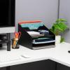 Mind Reader Desktop Organizer, Vertical File Holder, Paper Trays, Office, Plastic, Beige(Classic Black)