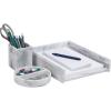 Mind Reader Desktop Set, 3 Pcs., Pen Cup, Catch-All Dish, Paper Tray, Office, Resin, 10.25″ L x 12.25″ W x 2.5″ H, White