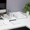 Mind Reader Desktop Set, 3 Pcs., Pen Cup, Catch-All Dish, Paper Tray, Office, Resin, 10.25″ L x 12.25″ W x 2.5″ H, White