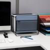 Mind Reader Hanging File Folder Organizer, Desktop Organizer, Storage, Office, Metal Mesh, 13″L x 9.75″W x 10.25″H, Silver(Black)