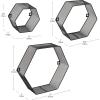 Mind Reader Hexagon Floating Shelves, Wall Decor, Honeycomb Accent Shelf, Office, Metal Mesh, 14″ L x 4″ W x 12″ H, Set of 3, Black(Black)