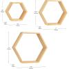 Mind Reader Hexagon Floating Shelves, Wall Decor, Honeycomb Accent Shelf, Office, Metal Mesh, 14″ L x 4″ W x 12″ H, Set of 3, Black(Brown)