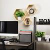 Mind Reader Hexagon Floating Shelves, Wall Decor, Honeycomb Accent Shelf, Office, Metal Mesh, 14″ L x 4″ W x 12″ H, Set of 3, Black(Brown)