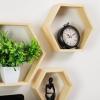 Mind Reader Hexagon Floating Shelves, Wall Decor, Honeycomb Accent Shelf, Office, Metal Mesh, 14″ L x 4″ W x 12″ H, Set of 3, Black(Brown)