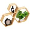 Mind Reader Hexagon Floating Shelves, Wall Decor, Honeycomb Accent Shelf, Office, Metal Mesh, 14″ L x 4″ W x 12″ H, Set of 3, Black(Brown)