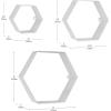 Mind Reader Hexagon Floating Shelves, Wall Decor, Honeycomb Accent Shelf, Office, Metal Mesh, 14″ L x 4″ W x 12″ H, Set of 3, Black(White)