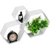 Mind Reader Hexagon Floating Shelves, Wall Decor, Honeycomb Accent Shelf, Office, Metal Mesh, 14″ L x 4″ W x 12″ H, Set of 3, Black(White)