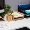 Mind Reader Paper Tray, Set of 2, Desktop Organizer, Storage, Office, Rayon from Bamboo, 10″ L x 12.5″ W x 2.25″ H, Brown