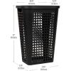 Mind Reader Slim Tapered Laundry Hampers with Lid, Clothes Basket with Swiss Cross Cut-Outs, Lightweight & Ventilated, Plastic, Set of 2, Black