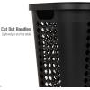 Mind Reader Slim Tapered Laundry Hampers with Lid, Clothes Basket with Swiss Cross Cut-Outs, Lightweight & Ventilated, Plastic, Set of 2, Black