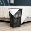 Mind Reader Slim Tapered Laundry Hampers with Lid, Clothes Basket with Swiss Cross Cut-Outs, Lightweight & Ventilated, Plastic, Set of 2, Black