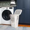 Mind Reader Slim Tapered Laundry Hampers with Lid, Clothes Basket with Swiss Cross Cut-Outs, Lightweight & Ventilated, Plastic, Set of 2, Ivory