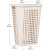 Mind Reader Slim Tapered Laundry Hampers with Lid, Clothes Basket with Swiss Cross Cut-Outs, Lightweight & Ventilated, Plastic, Set of 2, Ivory