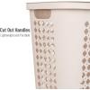 Mind Reader Slim Tapered Laundry Hampers with Lid, Clothes Basket with Swiss Cross Cut-Outs, Lightweight & Ventilated, Plastic, Set of 2, Ivory