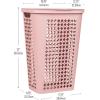 Mind Reader Slim Tapered Laundry Hampers with Lid, Clothes Basket with Swiss Cross Cut-Outs, Lightweight & Ventilated, Plastic, Set of 2, Pink