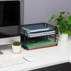 Mind Reader Stackable Paper Tray, Desktop Organizer, File Storage, Office, Metal Mesh, 13.5″ L x 10″ W x 7.25″ H, 2 Pcs., White(Black)