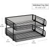 Mind Reader Stackable Paper Tray, Desktop Organizer, File Storage, Office, Metal Mesh, 13.5″ L x 10″ W x 7.25″ H, 2 Pcs., White(Black)