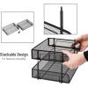 Mind Reader Stackable Paper Tray, Desktop Organizer, File Storage, Office, Metal Mesh, 13.5″ L x 10″ W x 7.25″ H, 2 Pcs., White(Black)