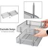 Mind Reader Stackable Paper Tray, Desktop Organizer, File Storage, Office, Metal Mesh, 13.5″ L x 10″ W x 7.25″ H, 2 Pcs., White(Silver)