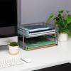 Mind Reader Stackable Paper Tray, Desktop Organizer, File Storage, Office, Metal Mesh, 13.5″ L x 10″ W x 7.25″ H, 2 Pcs., White(Silver)