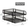 Mind Reader Stackable Paper Tray, Desktop Organizer, File Storage, Office, Metal Mesh, 2 Pcs, Pink(Black)