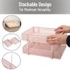 Mind Reader Stackable Paper Tray, Desktop Organizer, File Storage, Office, Metal Mesh, 2 Pcs, Pink(Pink)