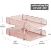 Mind Reader Stackable Paper Tray, Desktop Organizer, File Storage, Office, Metal Mesh, 2 Pcs, Pink(Pink)