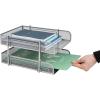 Mind Reader Stackable Paper Tray, Desktop Organizer, File Storage, Office, Metal Mesh, 2 Pcs, Pink(Silver)