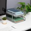 Mind Reader Stackable Paper Tray, Desktop Organizer, File Storage, Office, Metal Mesh, 2 Pcs, Pink(Silver)