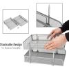Mind Reader Stackable Paper Tray, Desktop Organizer, File Storage, Office, Metal Mesh, 2 Pcs, Pink(Silver)