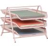 Mind Reader 3-Tier Paper Tray, Desktop Organizer, File Storage, Workspace, Office, Metal Mesh, 11.75″ L x 13.75″ W x 10″ H, Pink