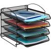 Mind Reader 3-Tier Paper Tray, File Storage, Desktop Organizer, Wall Mountable, File Organization, Metal Mesh, Black(4-Tier)