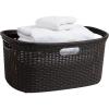 Mind Reader 40L Laundry Basket, Clothes Hamper, Wicker Design, Plastic, 23″L x 14.5″W x 11″H, Brown