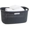 Mind Reader 40L Laundry Basket, Clothes Hamper, Wicker Design, Plastic, 23″L x 14.5″W x 11″H, Gray