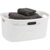 Mind Reader 40L Laundry Basket, Clothes Hamper, Wicker Design, Plastic, 23″”L x 14.5″”W x 11″”H, Ivory, Single