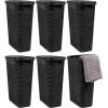 Mind Reader 40L Slim Laundry Hamper, Clothes Basket, Lid, Wicker Design, Plastic, 18″L x 10.4″W x 23.5″H, Set of 6, Black