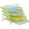 Mind Reader 4-Tier Paper Tray, Desktop Organizer, File Storage, Workspace, Office, Metal Mesh, 11.75″ L x 13.75″ W x 12.5″ H, Pink(Green)