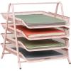 Mind Reader 4-Tier Paper Tray, Desktop Organizer, File Storage, Workspace, Office, Metal Mesh, 11.75″ L x 13.75″ W x 12.5″ H, Pink(Pink)