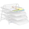 Mind Reader 4-Tier Paper Tray, Desktop Organizer, File Storage, Workspace, Office, Metal Mesh, 11.75″ L x 13.75″ W x 12.5″ H, Pink(White)