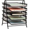 Mind Reader 5-Tier Paper Tray Organizer with Multicolor Trays, Classroom File Organizer for Teachers, Metal Mesh, Assorted Colors(Black)