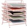 Mind Reader 5-Tier Paper Tray Organizer with Multicolor Trays, Classroom File Organizer for Teachers, Metal Mesh, Assorted Colors(Pink)