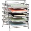 Mind Reader 5-Tier Paper Tray Organizer with Multicolor Trays, Classroom File Organizer for Teachers, Metal Mesh, Assorted Colors(Silver)