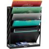 Mind Reader 5-Tier Vertical File Storage, Desktop Organizer, Wall Mount, Office, Plastic, 13″L x 4.25″W x 16″H, Black(Black)