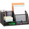 Mind Reader 7-Compartment Desktop Organizer, File & Accessory Storage, Metal Mesh Office Organizer for Desk, Workspace, Mail, Pink(Black)
