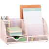 Mind Reader 7-Compartment Desktop Organizer, File & Accessory Storage, Metal Mesh Office Organizer for Desk, Workspace, Mail, Pink(Pink)
