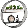 Mind Reader Circular Floating Shelves, Wall Decor, Accent Shelf, Office, Bathroom, Metal Mesh, 18″ L x 4″ W x 18″ H, Black(Black)