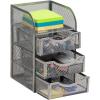 Mind Reader Desktop Accessory Storage, Paper Binder Clip Basket, Workspace, Office, Metal Mesh, 4.75″L x 5″W x 8″H, Silver(Silver)