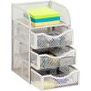 Mind Reader Desktop Accessory Storage, Paper Binder Clip Basket, Workspace, Office, Metal Mesh, 4.75″L x 5″W x 8″H, Silver(White)