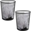 Mind Reader Mesh Trash Can, 16.65L (4.4 gal), Waste Paper Basket, Round, Office, Metal Mesh, Set of 2, Silver(Black)